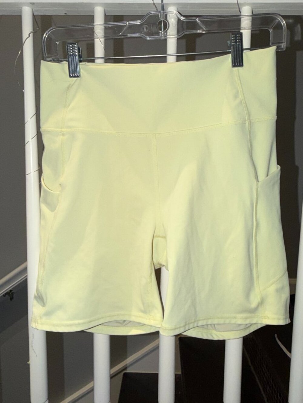 Fabletics PureLuxe Pale Yellow Bike Shorts - L